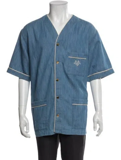 Pre-owned Gucci Short Sleeve Denim Shirt In Blue