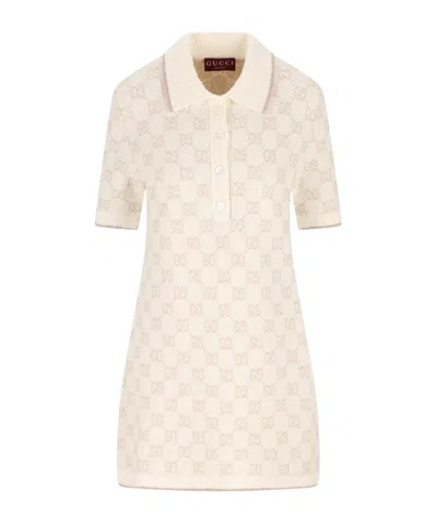 Gucci Short Sleeve Dress In Neutral