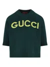 Gucci Women Wool Sweater With Frontal Logo Embroidery In Green