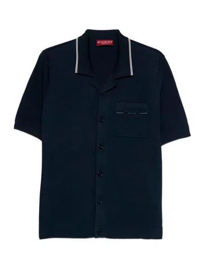 Gucci Short Sleeve Polo In Blue