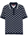Gucci Men Blue Gg Jacquard Cotton Knit Polo Shirt In Blue