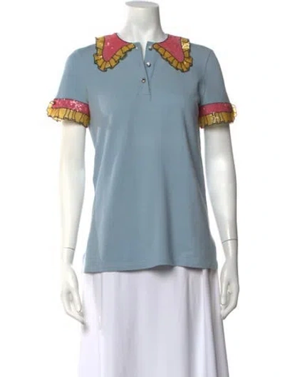 Pre-owned Gucci Short Sleeve Polo In Blue