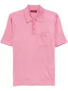 Gucci Pink Polo Shirt With Chest Pocket And Embroidered Logo On The Front In Fine Silk Knit Man In Pink