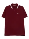 Gucci Bordeaux Polo Shirt With Striped Motif On The Collar And Double G Embroidery On The Front In C