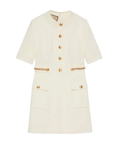 Gucci Short-sleeve Shift Dress In White