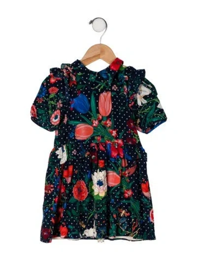 Pre-owned Gucci Babies' Short Sleeve Silk Dress In Multi