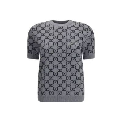 Gucci Women Short-sleeve Sweater In Gray