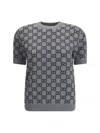 Gucci Women Gg Allover Reverible Short Sleeves Pull In Gray