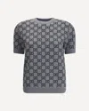 Gucci Grey Reversible Crewneck Sweater With Ribbed Trims In Gg Wool Jacquard Woman In Gray