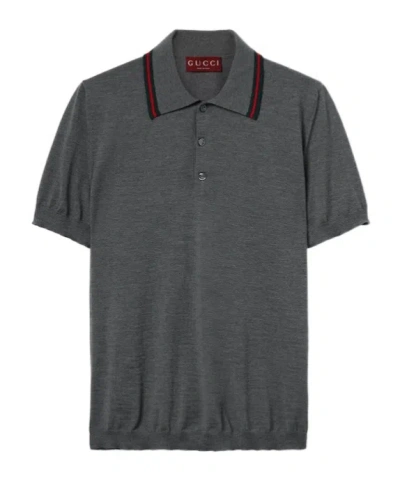 Gucci Short-sleeved Knitted Polo Shirt In Black