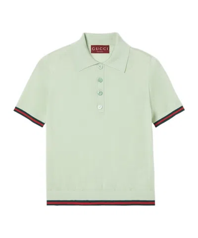 Gucci Short-sleeved Knitted Polo Shirt In White