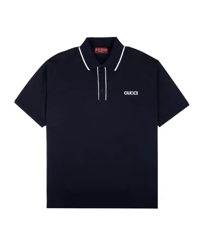 Gucci Logo Embroidered Polo Shirt In Black
