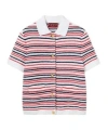 Gucci Striped Jacquard-knit Cotton-blend Polo Shirt In Pink