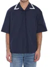 Gucci Navy Blue Poplin Oversize Shirt In Blue