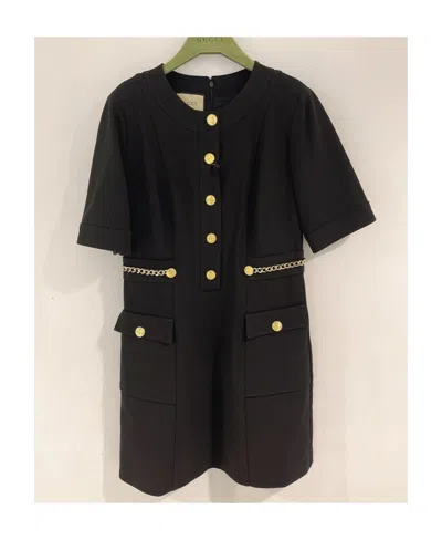 Gucci Short-sleeved Straight Dress In Black