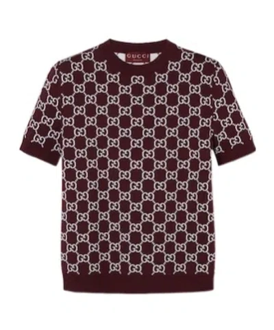 Gucci Gg Reversible Wool-blend Jacquard Top In Burgundy