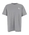 Gucci Grey Crewneck T-shirt With Double G Embroidery On The Front In Fabric Man In Gray