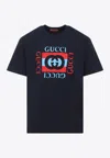 Gucci Men Printed Cotton Jersey T-shirt In Blue