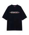 Gucci Printed Cotton T-shirt In Dark Blue