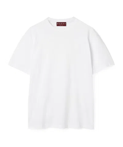 GUCCI GUCCI LOGO EMBROIDERED CREWNECK T-SHIRT