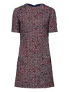 Gucci Textured Wool Dress Featuring Signature Buttons In Purple