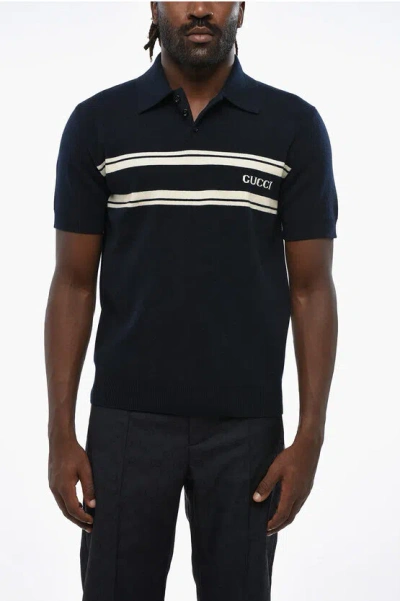 GUCCI SHORT SLEEVED WOOL AND CASHMERE SWEATER WITH POLO NECK