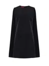 Gucci Wool Crew Neck Mini Dress With Long Sleeves In Black