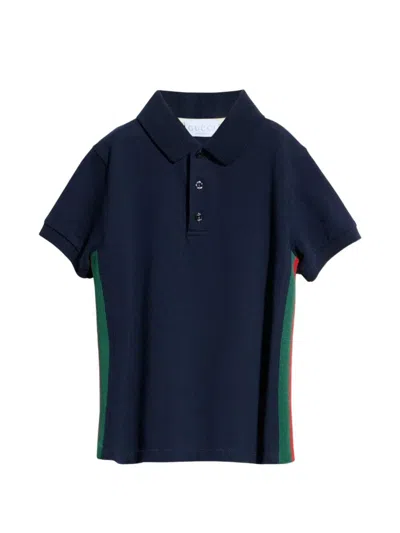 Gucci Kids' Short Sleeves Polo Shirt "junior" In Blue