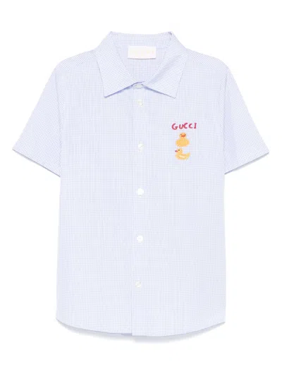 Gucci Short Sleeves Shirt In Blue