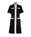 Gucci Short Wool Silk Dress With Chain Belt In Black