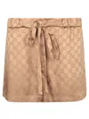 Gucci Women Satin Shorts Gg In Brown