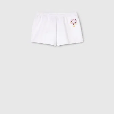 Gucci Cotton Jersey Shorts With Embroidery In White