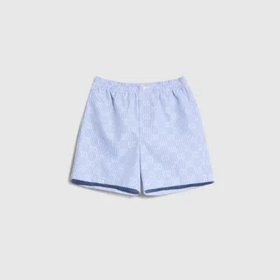Gucci Babies' Gg Striped Poplin Shorts In Blue