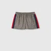 Gucci Gg Technical Jersey Shorts With Web In Beige
