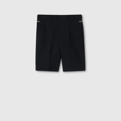 Gucci Shorts Aus Wolle Mit Intarsie In Black