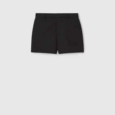 Gucci Wool Sablé Shorts With Embroidery In Black