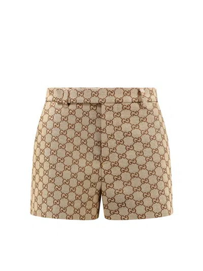 Gucci Shorts In Gg Fabric In Beige