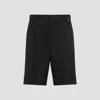 Gucci Black Bermuda Shorts With Web Detail In Wool Man