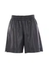 Gucci Black Bermuda Shorts With Elasticated Waist And Logo Lettering In Leather Man In Black