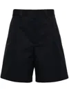 Gucci Shorts In Doppio Twill Di Cotone Con Nastro Web In Blue
