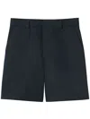 Gucci Double Cotton Twill Short With Web In Blue
