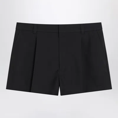 Gucci Shorts Dark Grey In Wool Twill In Black