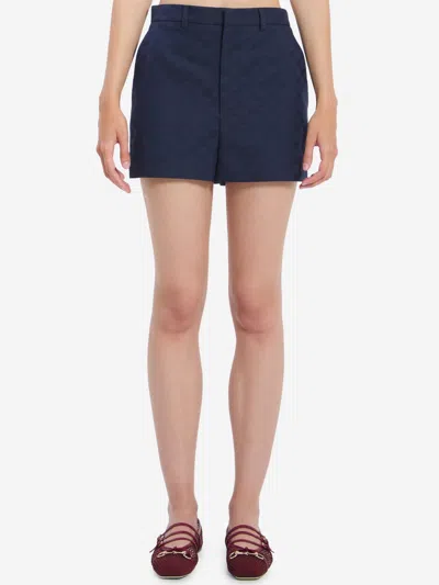 Gucci Gg Fabric Shorts In Blue