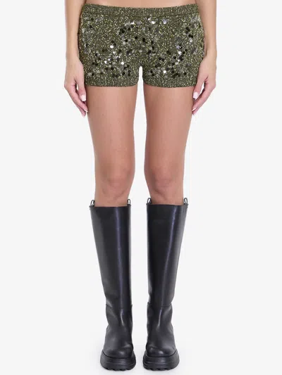 Gucci Women's Mini Sequin-embellished Tweed Blend Shorts In Green