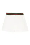 Gucci Cotton Jersey Shorts With Signature Stripes Band In White
