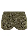 Gucci Women's Mini Sequin-embellished Tweed Blend Shorts In Militarygreenmix