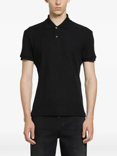 Gucci Black Gg Jacquard Technical Jersey Polo Shirt