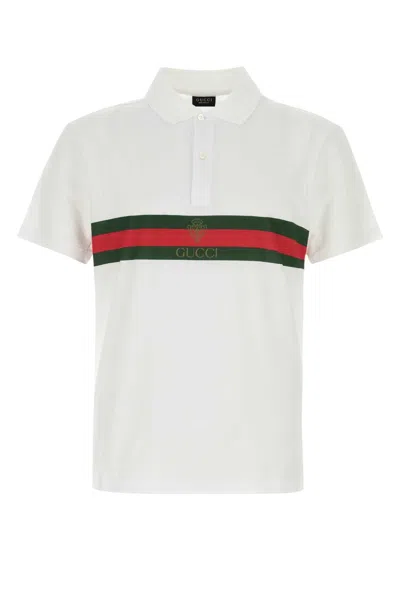 Gucci Short-sleeved Polo With Web Band In Transparent