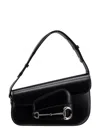 Gucci Leather Shoulder Bag With Iconic Frontal Horsebit In Black