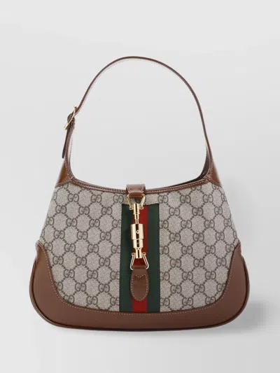 Gucci Shoulder Bag With Signature Pattern And Gold-tone Hardware In Brown
